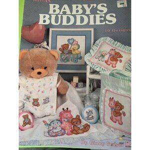 Leisure Arts Babys Buddies Cross Stitch Pattern Book Ginny Fraser 10 Designs